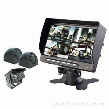 Color CCD Cameras with High Resolution Digital Quad Monitor for Car Reversing System
